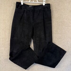 Genuine Suede Leather Black Y2K Vintage Pants Women Size 10 August Silk Logic